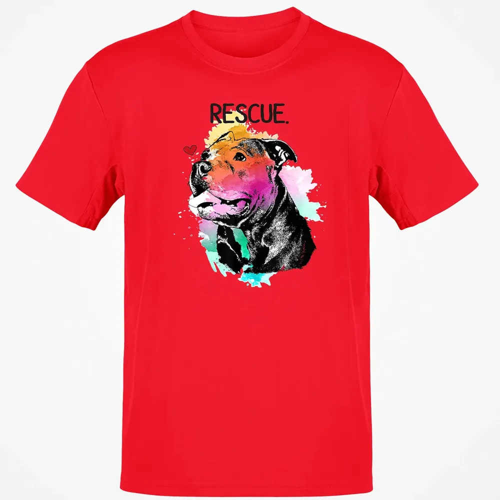 Pitbull Rescue Dog Adopt Don't Shop Watercolor Mom Gift Classic Unisex T-Shirt - 11