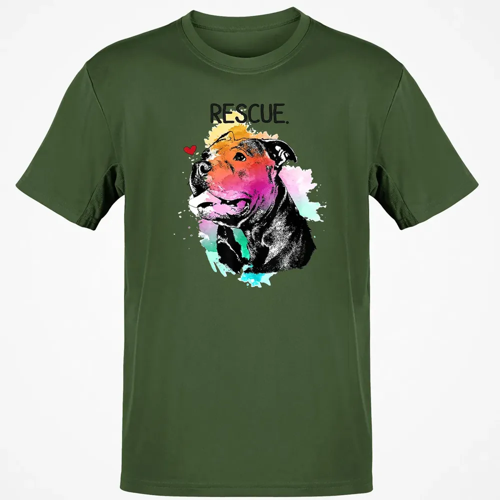 Pitbull Rescue Dog Adopt Don't Shop Watercolor Mom Gift Classic Unisex T-Shirt - 7