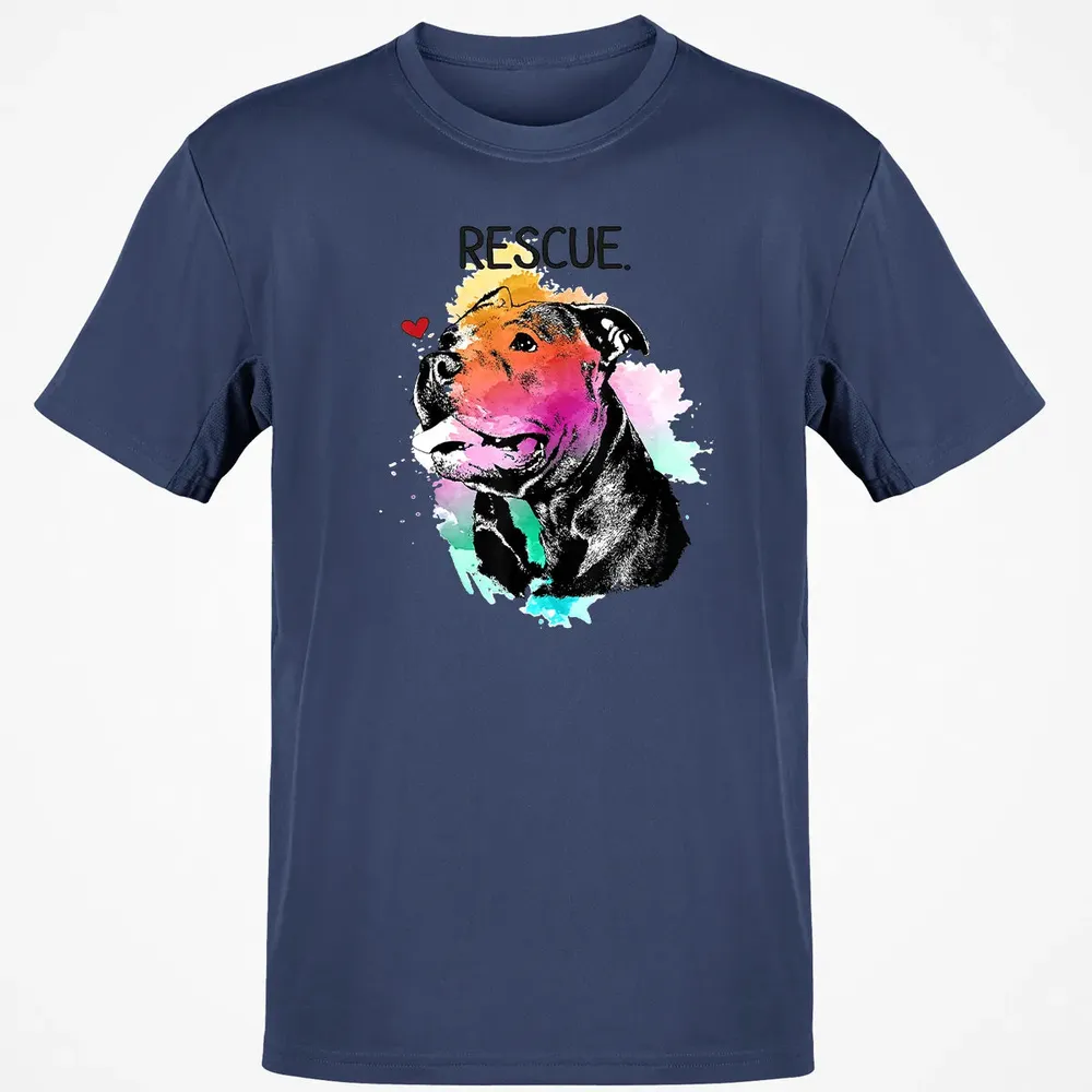 Pitbull Rescue Dog Adopt Don't Shop Watercolor Mom Gift Classic Unisex T-Shirt - 8