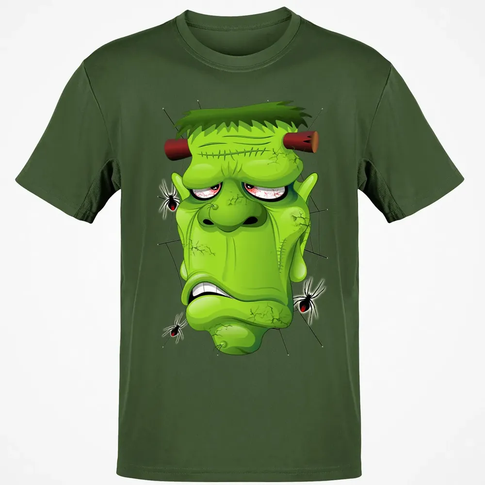 Frankenstein Ugly Portrait and Spiders Classic Unisex T-Shirt - 7