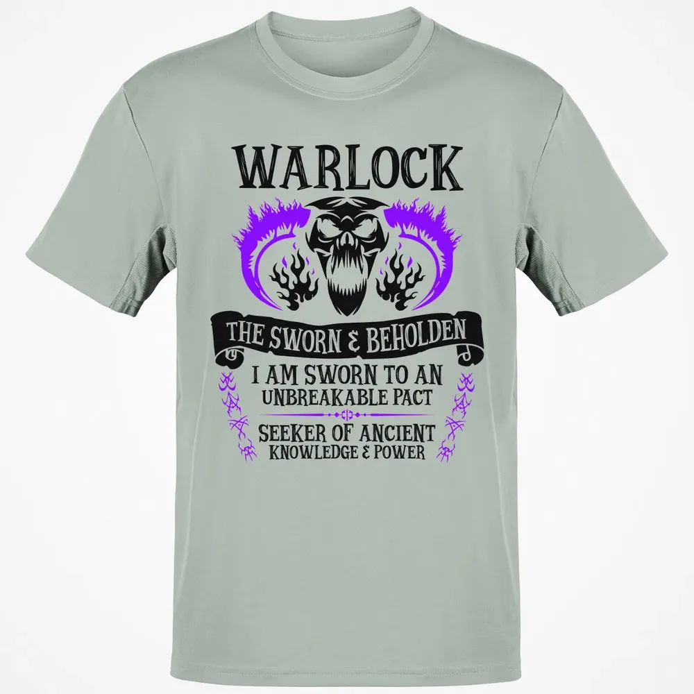 WARLOCK, THE SWORN AND BEHOLDEN (Black Text) Classic Unisex T-Shirt - 3