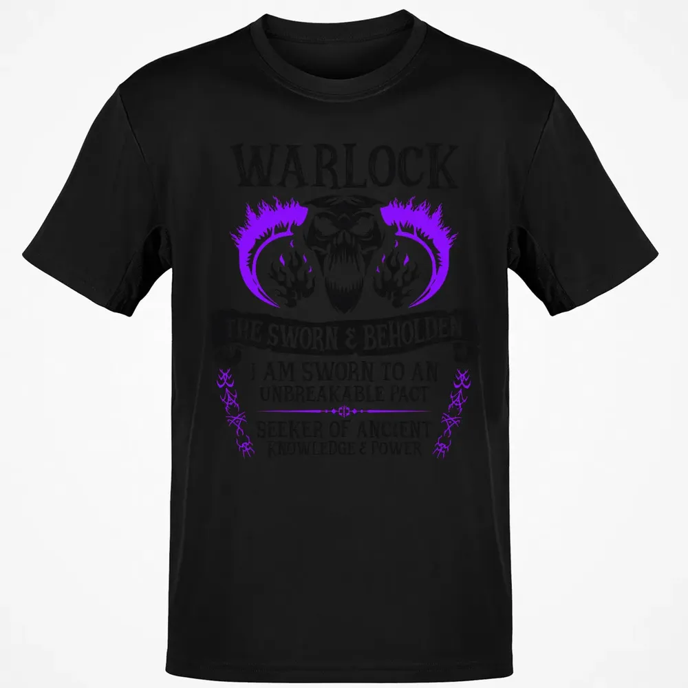 WARLOCK, THE SWORN AND BEHOLDEN (Black Text) Classic Unisex T-Shirt - 2