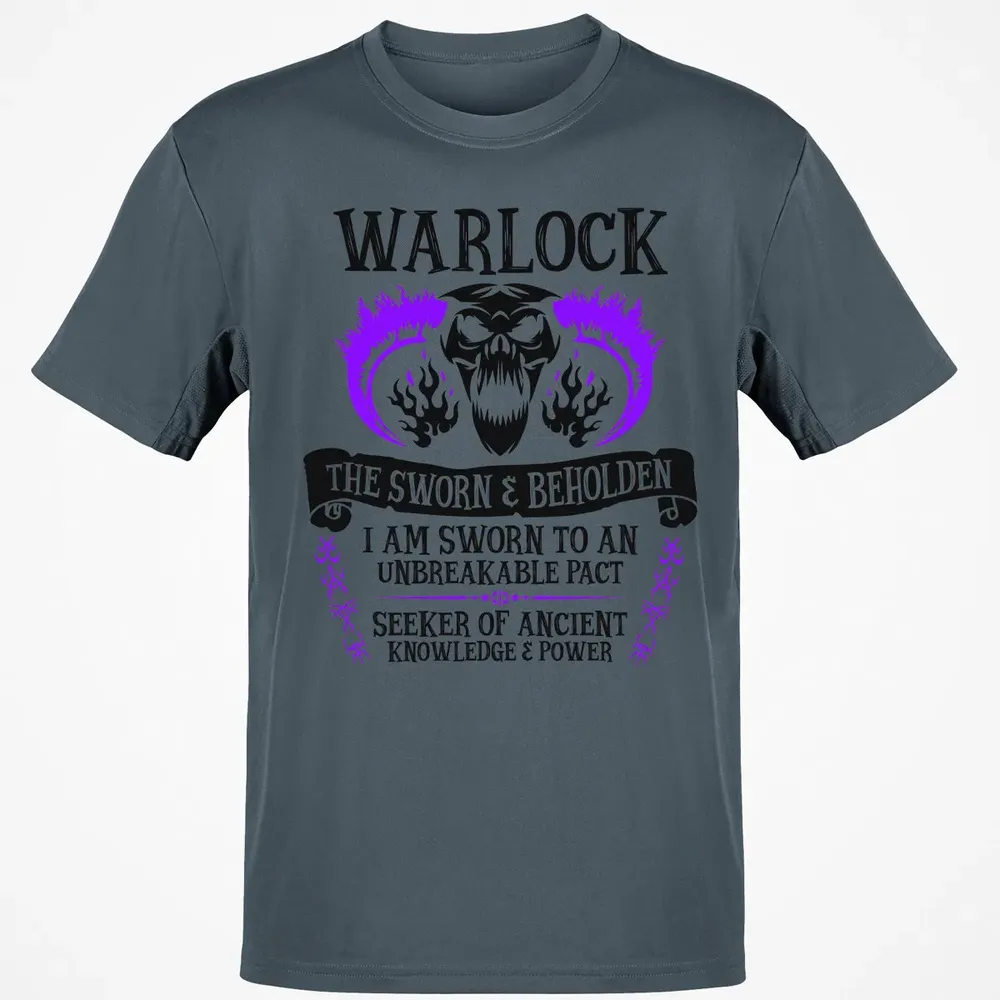 WARLOCK, THE SWORN AND BEHOLDEN (Black Text) Classic Unisex T-Shirt - 4