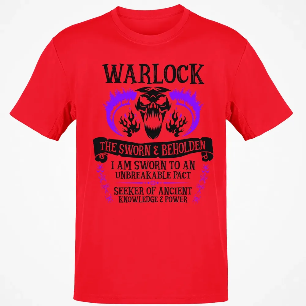 WARLOCK, THE SWORN AND BEHOLDEN (Black Text) Classic Unisex T-Shirt - 11