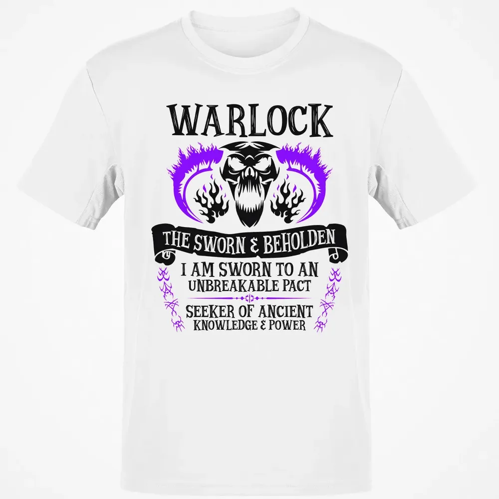 WARLOCK, THE SWORN AND BEHOLDEN (Black Text) Classic Unisex T-Shirt - 13
