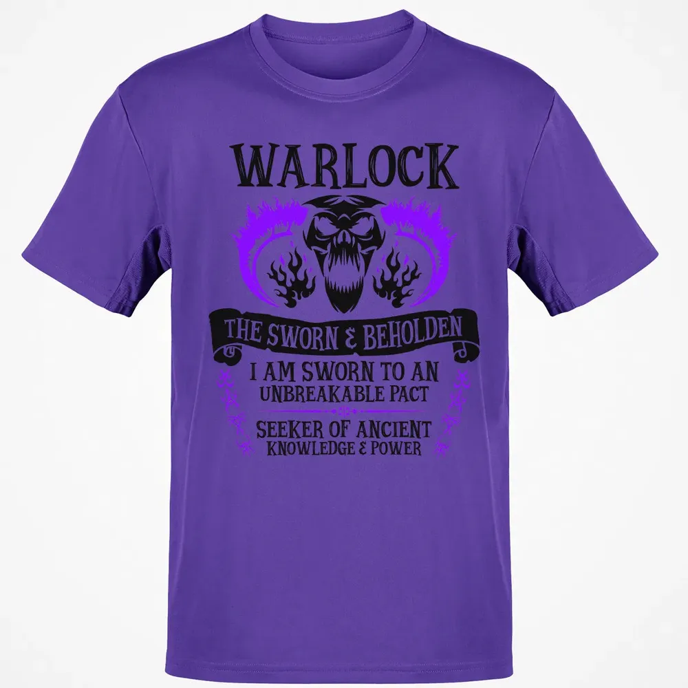 WARLOCK, THE SWORN AND BEHOLDEN (Black Text) Classic Unisex T-Shirt - 10