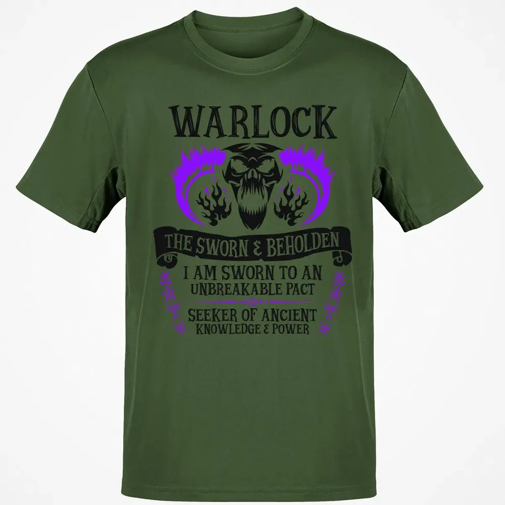 WARLOCK, THE SWORN AND BEHOLDEN (Black Text) Classic Unisex T-Shirt - 7