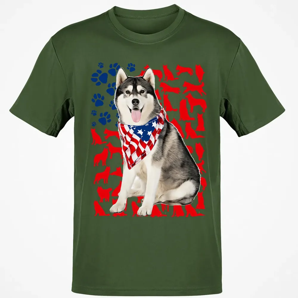 Husky 4th Of July Classic Unisex T-Shirt - 7