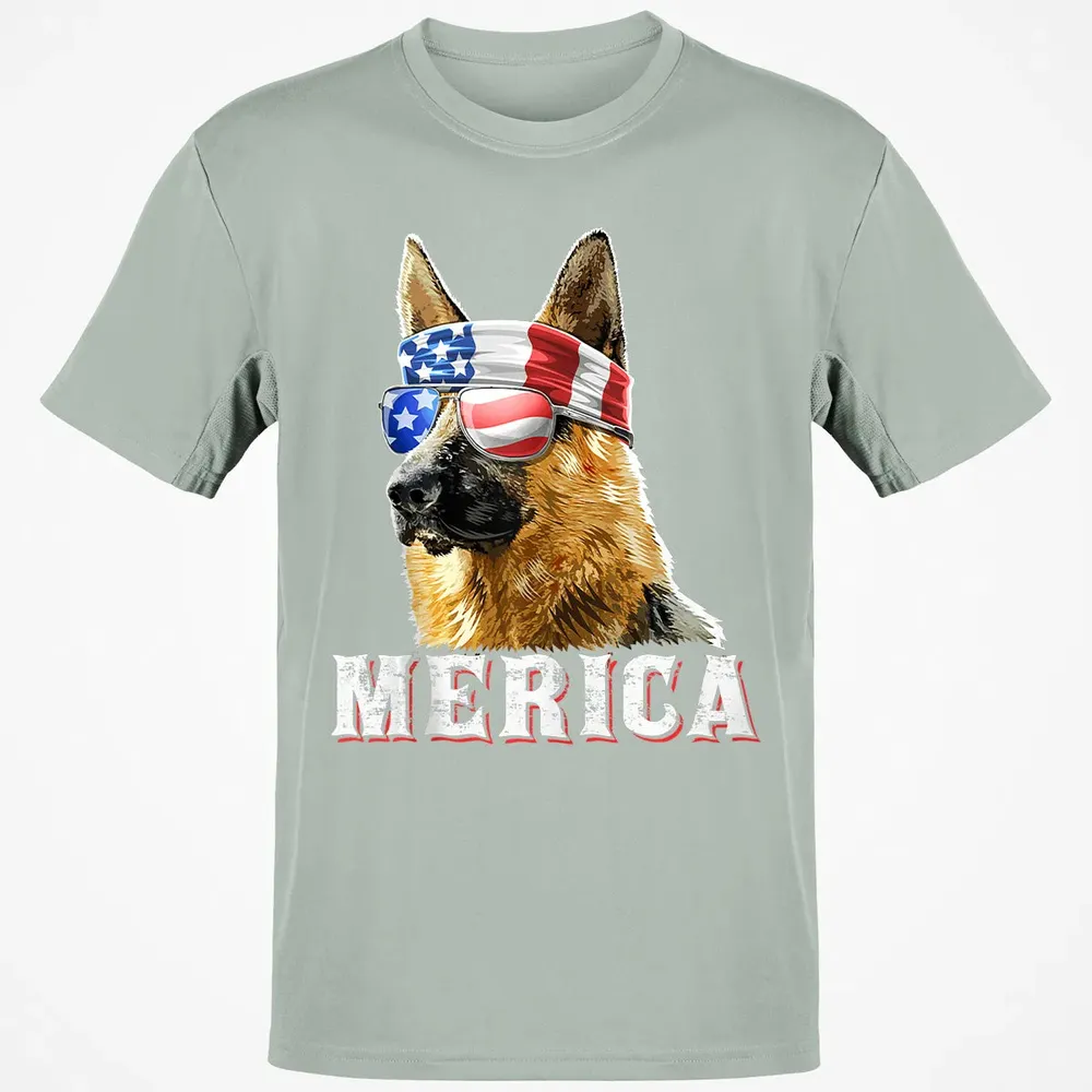 Merica German Shepherd Dog 4th of July American Flag Bandana Classic Unisex T-Shirt - 3