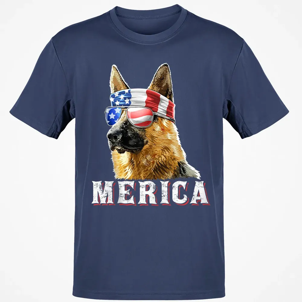 Merica German Shepherd Dog 4th of July American Flag Bandana Classic Unisex T-Shirt - 8