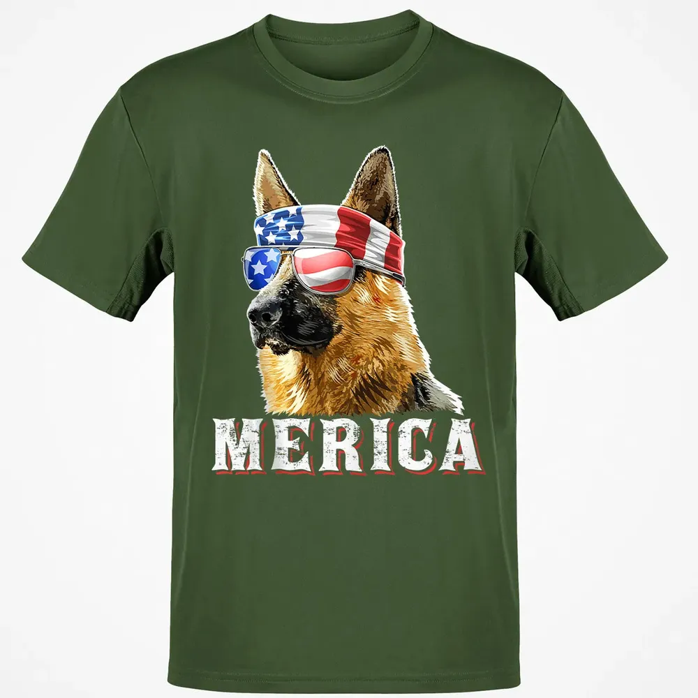Merica German Shepherd Dog 4th of July American Flag Bandana Classic Unisex T-Shirt - 7