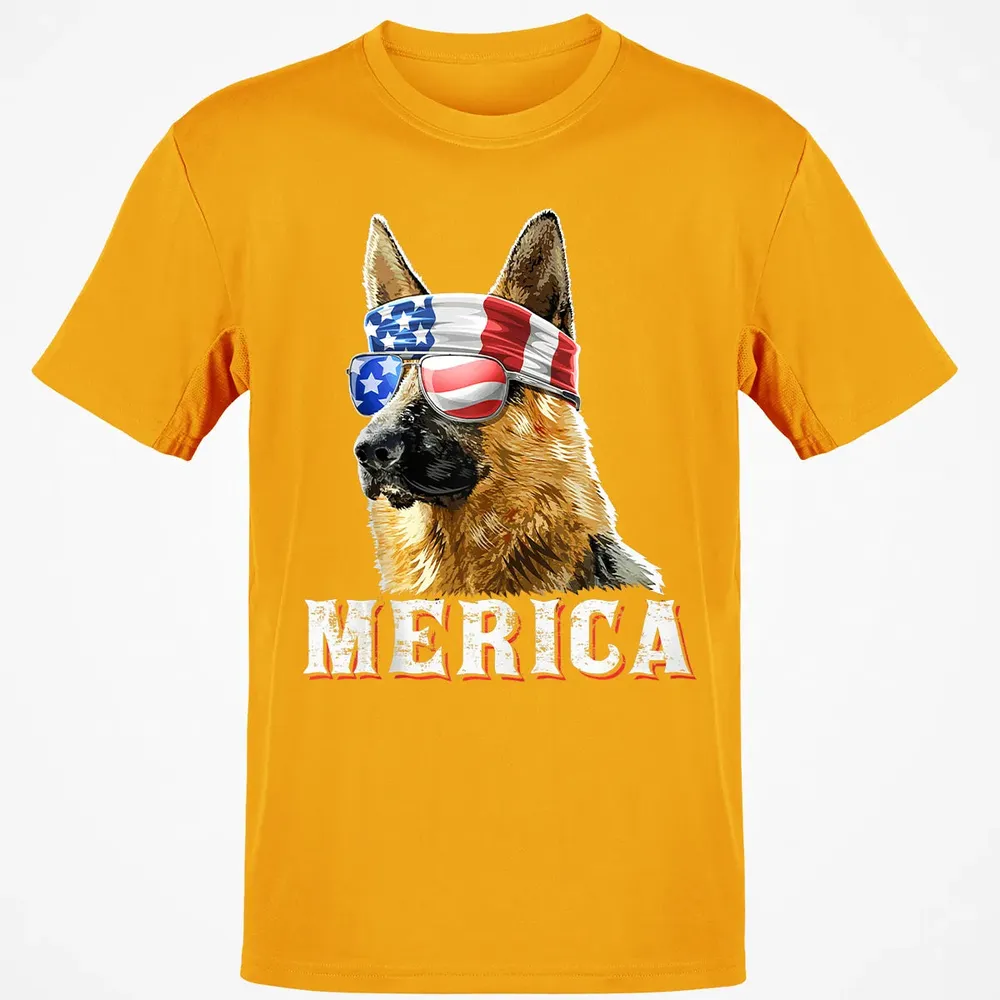 Merica German Shepherd Dog 4th of July American Flag Bandana Classic Unisex T-Shirt - 5