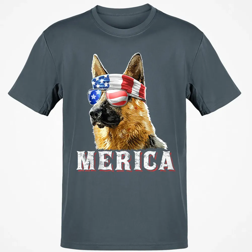 Merica German Shepherd Dog 4th of July American Flag Bandana Classic Unisex T-Shirt - 4