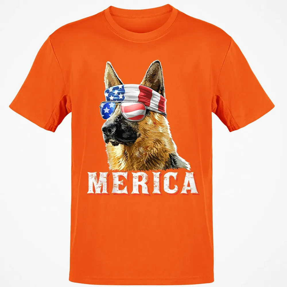 Merica German Shepherd Dog 4th of July American Flag Bandana Classic Unisex T-Shirt - 9