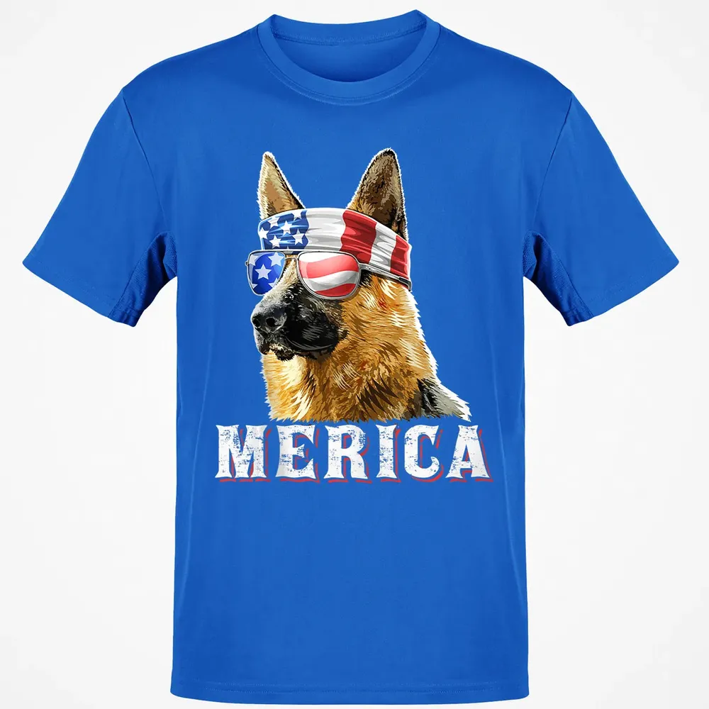 Merica German Shepherd Dog 4th of July American Flag Bandana Classic Unisex T-Shirt - 12