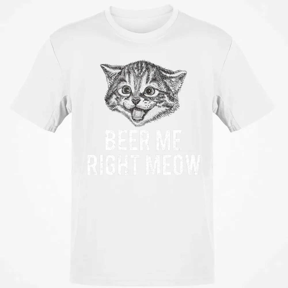 Beer Me Right Meow Cute Cat Drinking Pun Funny Gift Classic Unisex T-Shirt - 13