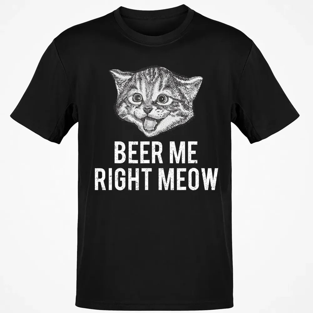 Beer Me Right Meow Cute Cat Drinking Pun Funny Gift Classic Unisex T-Shirt - 2