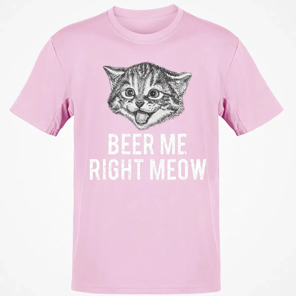 Beer Me Right Meow Cute Cat Drinking Pun Funny Gift Classic Unisex T-Shirt - 6