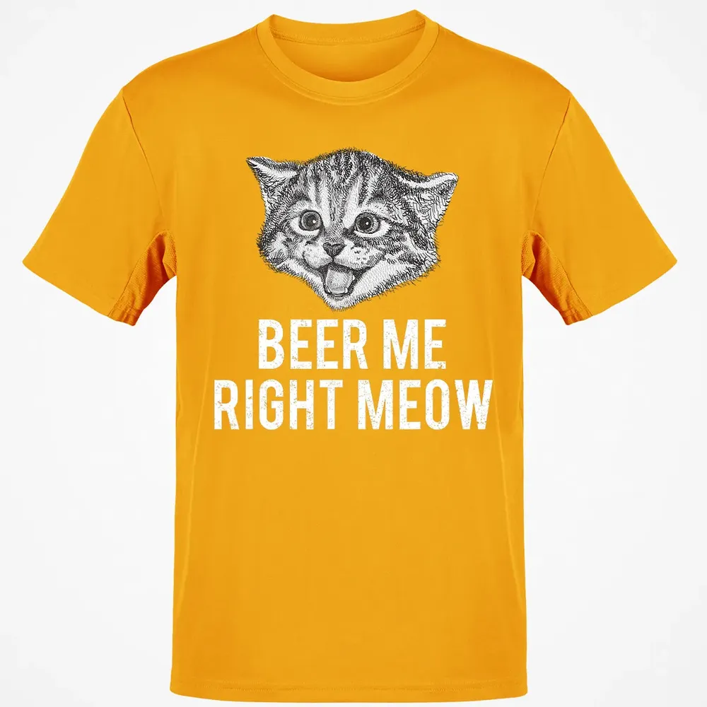 Beer Me Right Meow Cute Cat Drinking Pun Funny Gift Classic Unisex T-Shirt - 5