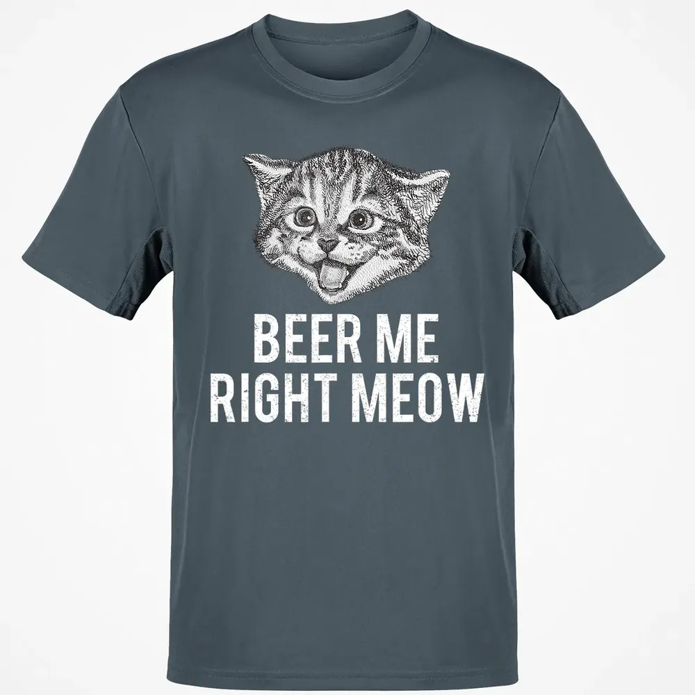 Beer Me Right Meow Cute Cat Drinking Pun Funny Gift Classic Unisex T-Shirt - 4