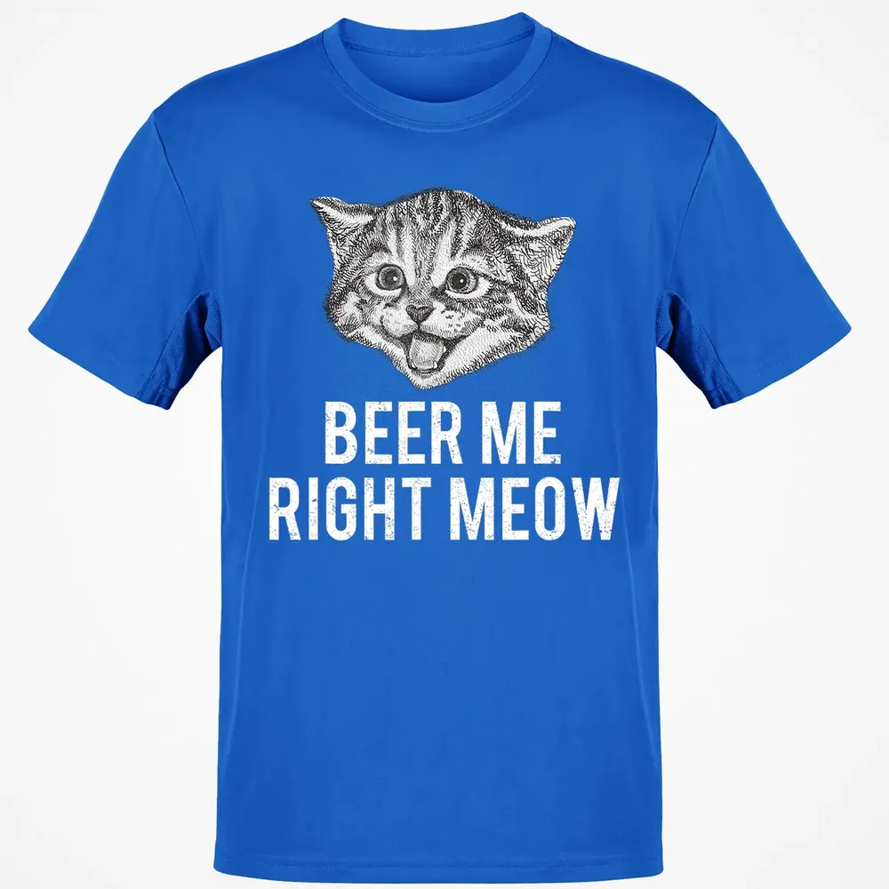 Beer Me Right Meow Cute Cat Drinking Pun Funny Gift Classic Unisex T-Shirt - 12