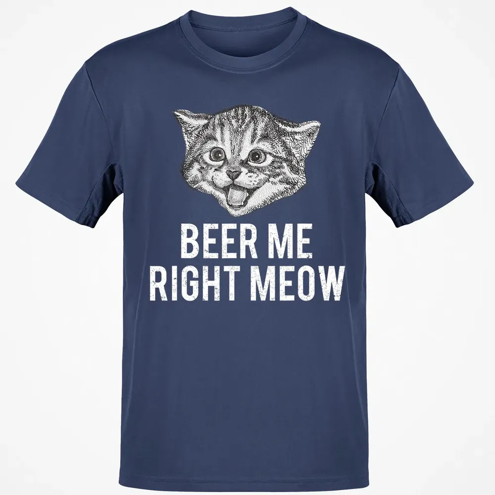 Beer Me Right Meow Cute Cat Drinking Pun Funny Gift Classic Unisex T-Shirt - 8