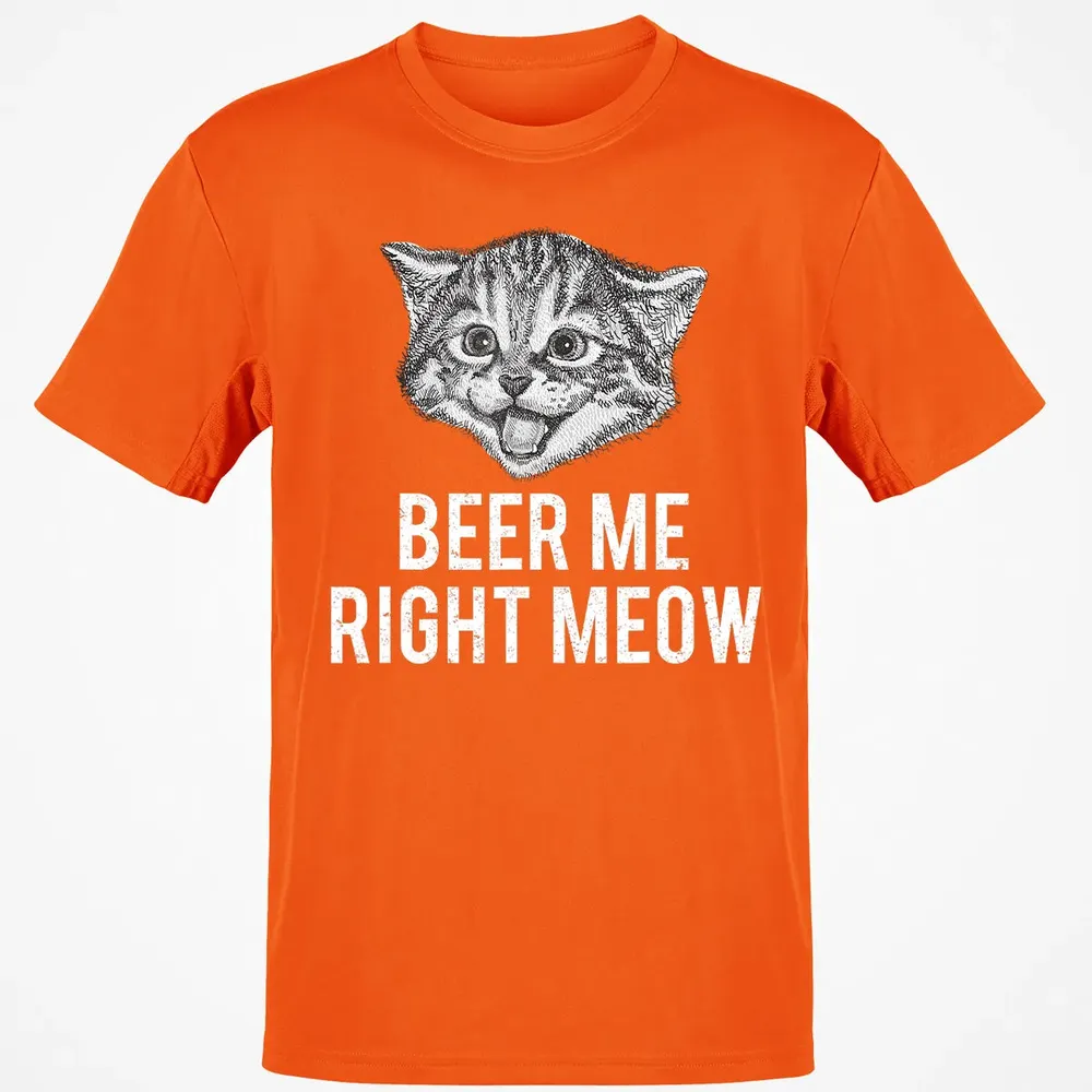 Beer Me Right Meow Cute Cat Drinking Pun Funny Gift Classic Unisex T-Shirt - 9