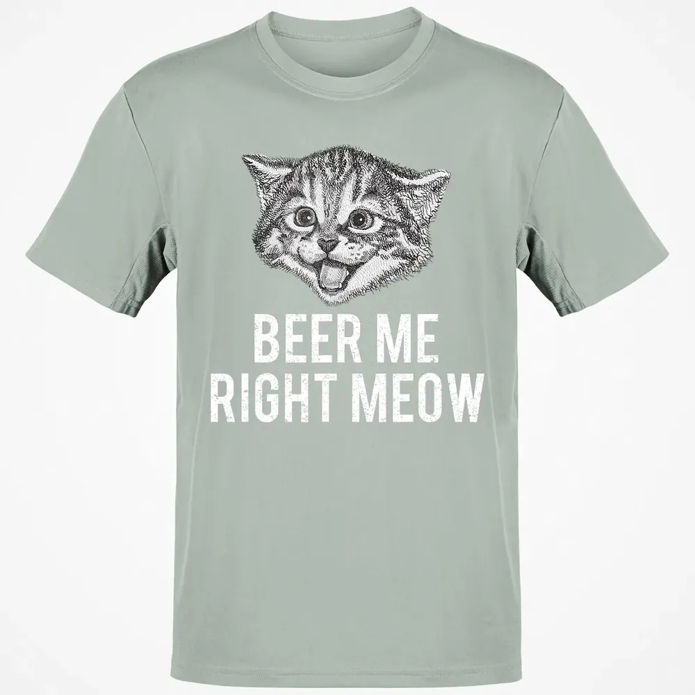 Beer Me Right Meow Cute Cat Drinking Pun Funny Gift Classic Unisex T-Shirt - 3