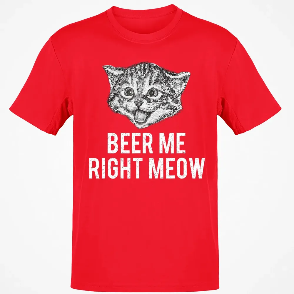 Beer Me Right Meow Cute Cat Drinking Pun Funny Gift Classic Unisex T-Shirt - 11