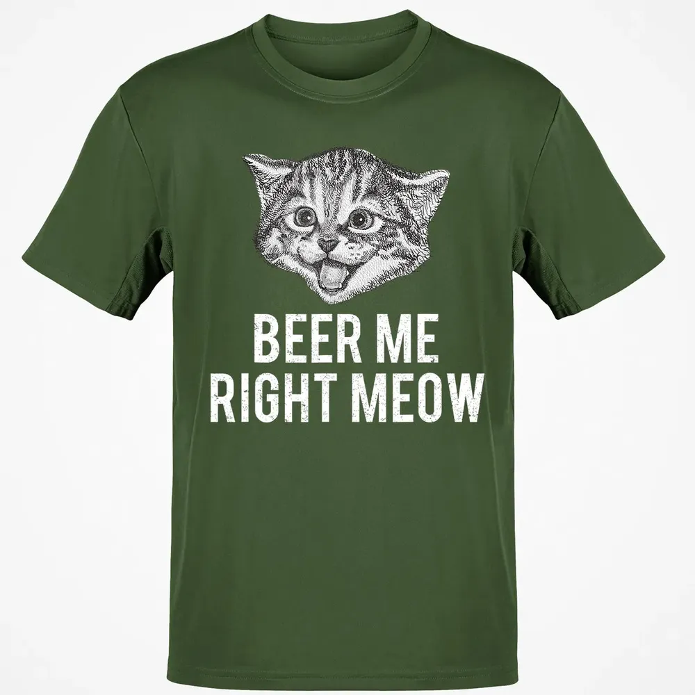 Beer Me Right Meow Cute Cat Drinking Pun Funny Gift Classic Unisex T-Shirt - 7