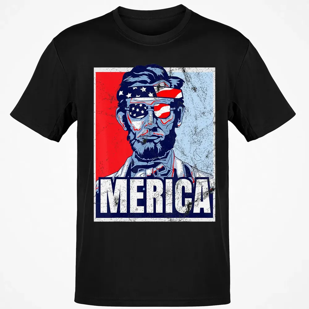 Abraham Lincoln  4th Of July  Merica USA Flag Gift Classic Unisex T-Shirt - 2