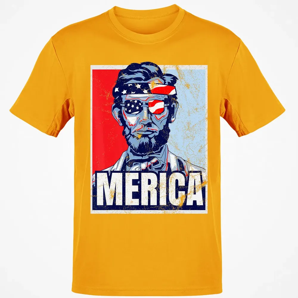 Abraham Lincoln  4th Of July  Merica USA Flag Gift Classic Unisex T-Shirt - 5