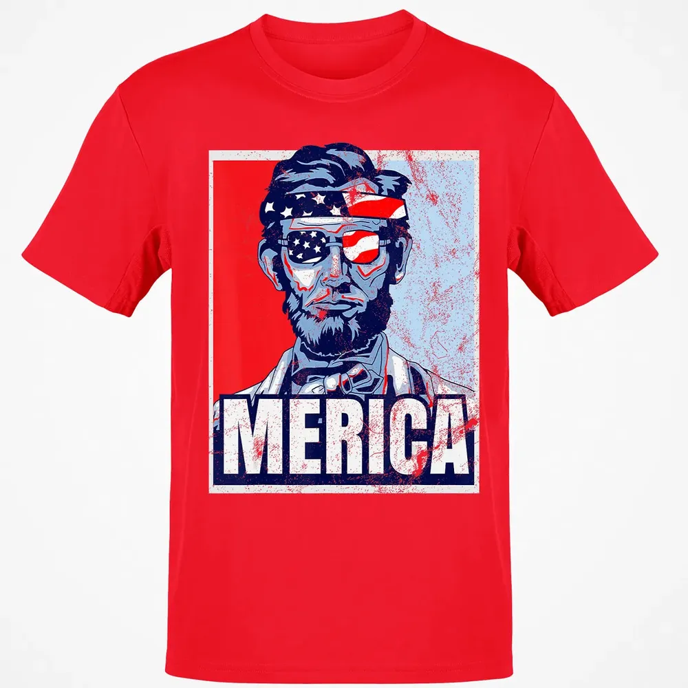 Abraham Lincoln  4th Of July  Merica USA Flag Gift Classic Unisex T-Shirt - 11