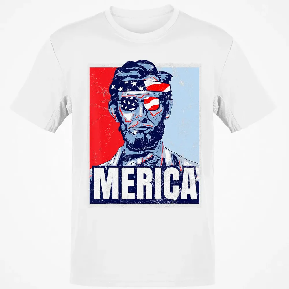 Abraham Lincoln  4th Of July  Merica USA Flag Gift Classic Unisex T-Shirt - 13