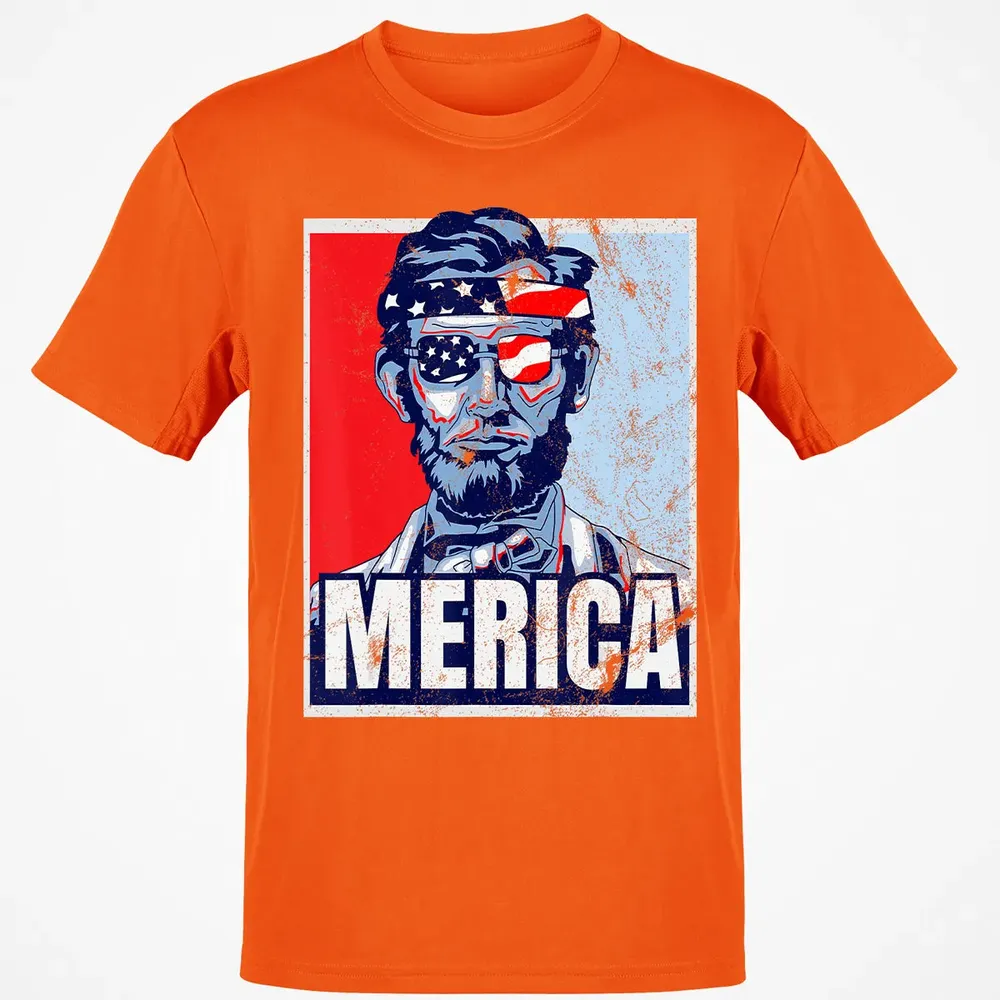 Abraham Lincoln  4th Of July  Merica USA Flag Gift Classic Unisex T-Shirt - 9