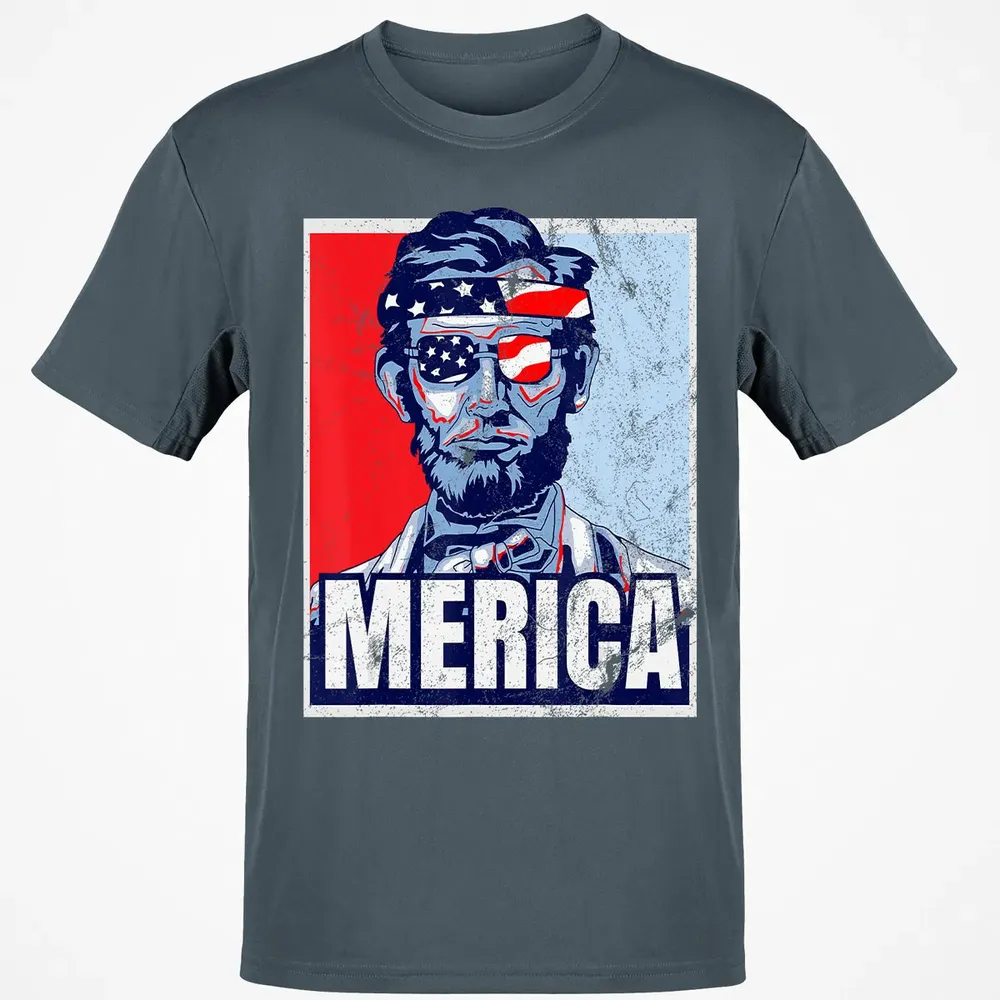 Abraham Lincoln  4th Of July  Merica USA Flag Gift Classic Unisex T-Shirt - 4