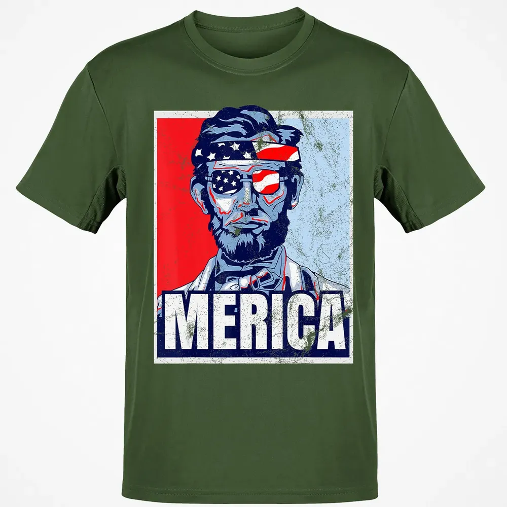 Abraham Lincoln  4th Of July  Merica USA Flag Gift Classic Unisex T-Shirt - 7