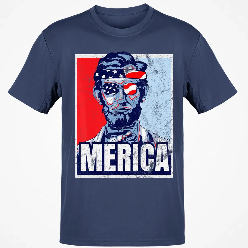 Abraham Lincoln  4th Of July  Merica USA Flag Gift Classic Unisex T-Shirt - 8