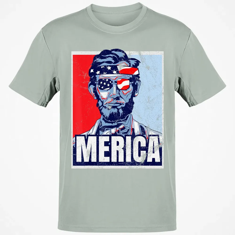 Abraham Lincoln  4th Of July  Merica USA Flag Gift Classic Unisex T-Shirt - 3