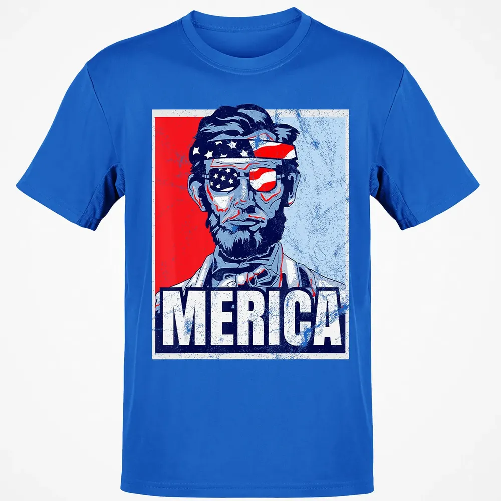 Abraham Lincoln  4th Of July  Merica USA Flag Gift Classic Unisex T-Shirt - 12