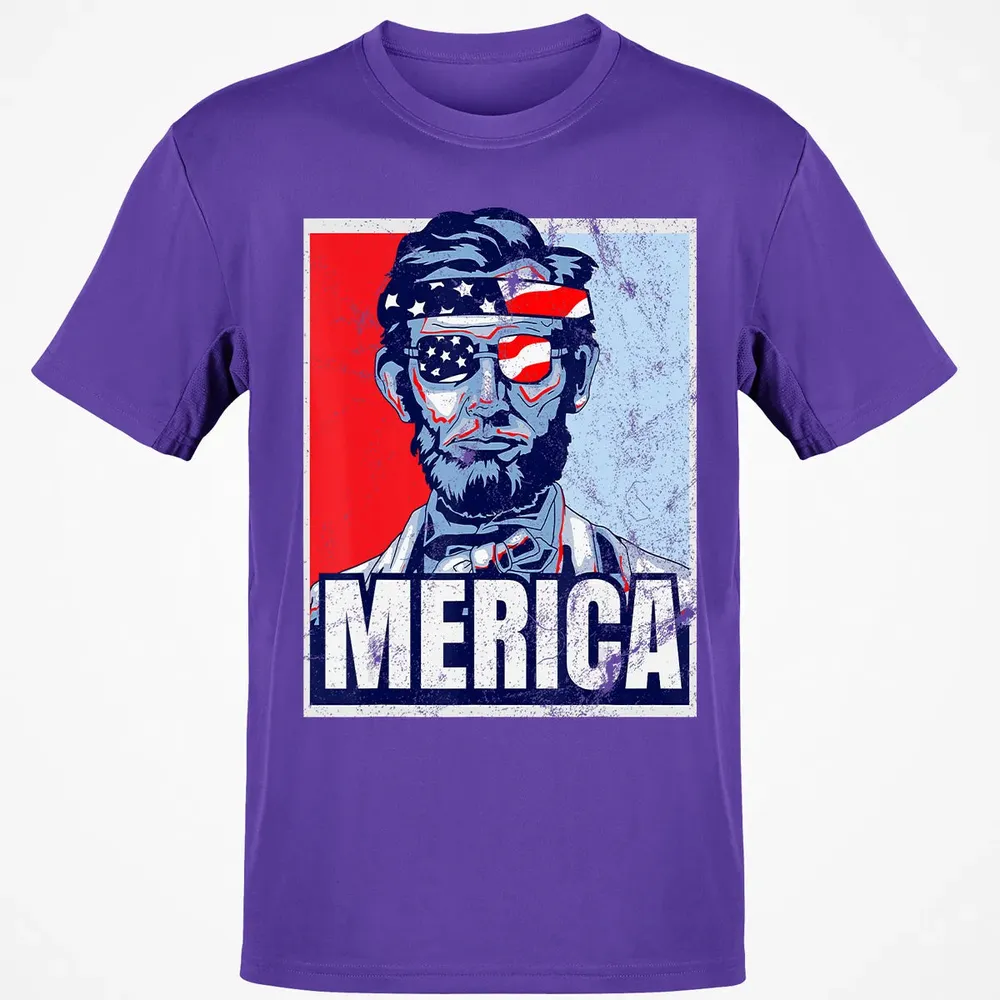 Abraham Lincoln  4th Of July  Merica USA Flag Gift Classic Unisex T-Shirt - 10