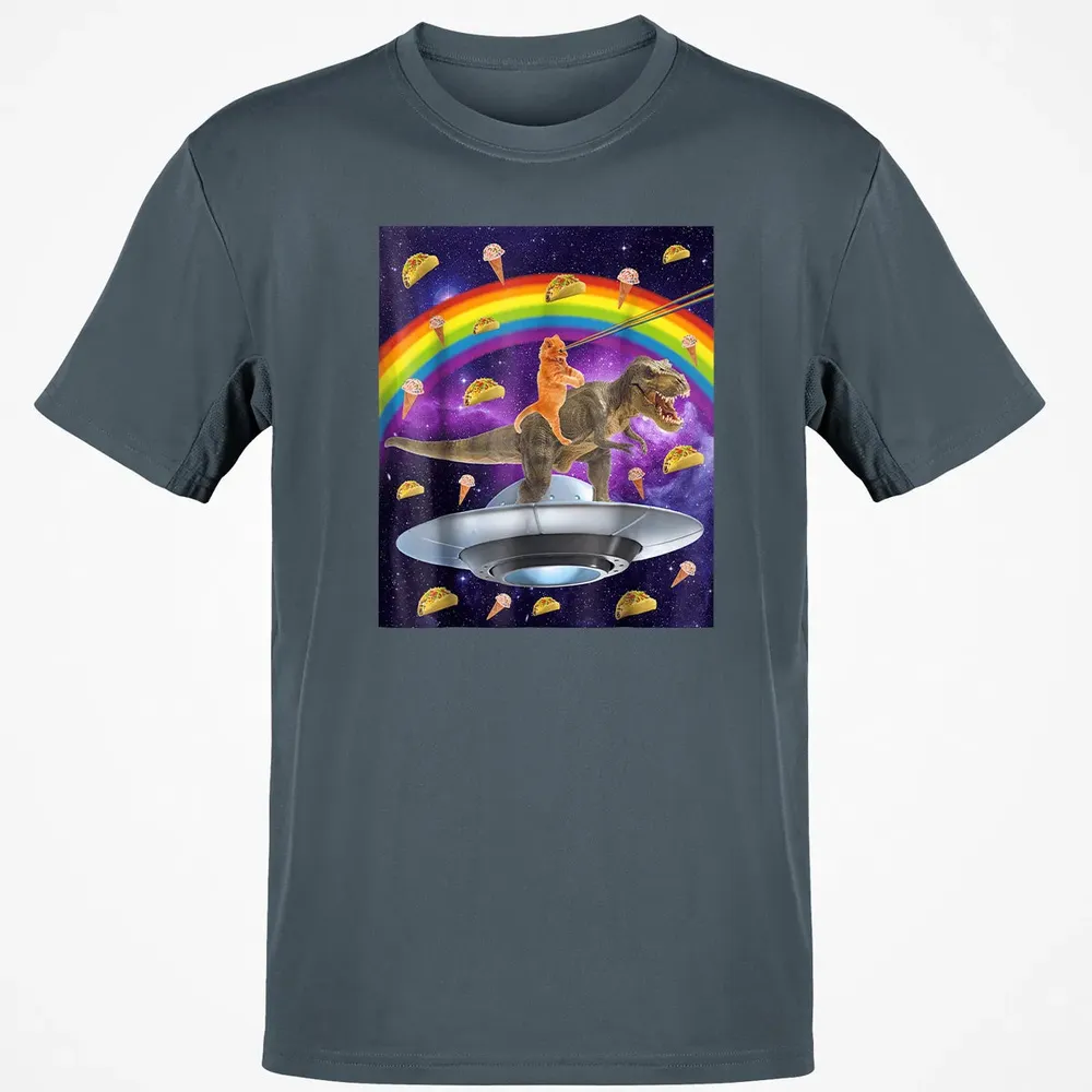 Taco Kitty Rainbow Laser Eye T Rex Riding Space Ca Classic Unisex T-Shirt - 4