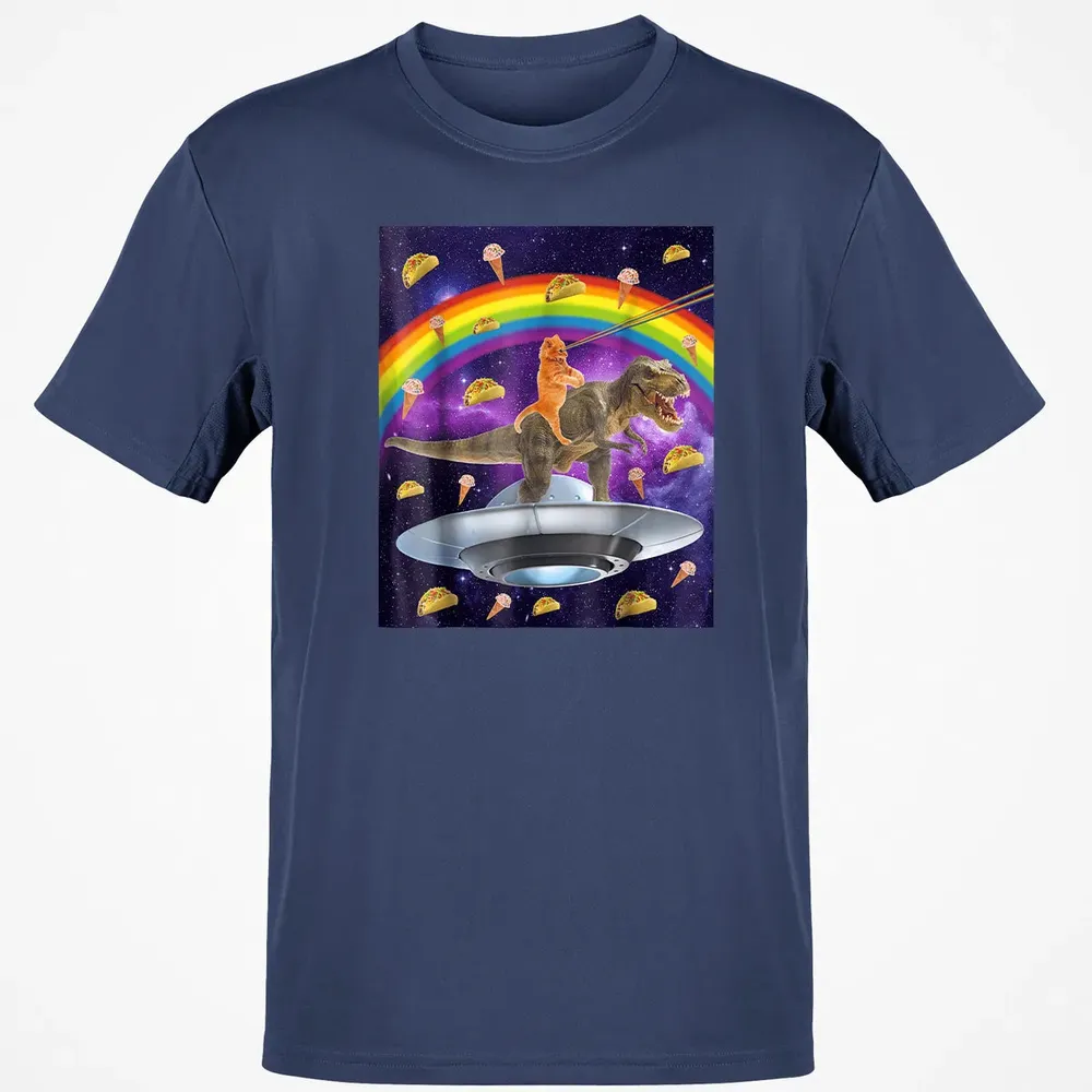 Taco Kitty Rainbow Laser Eye T Rex Riding Space Ca Classic Unisex T-Shirt - 8