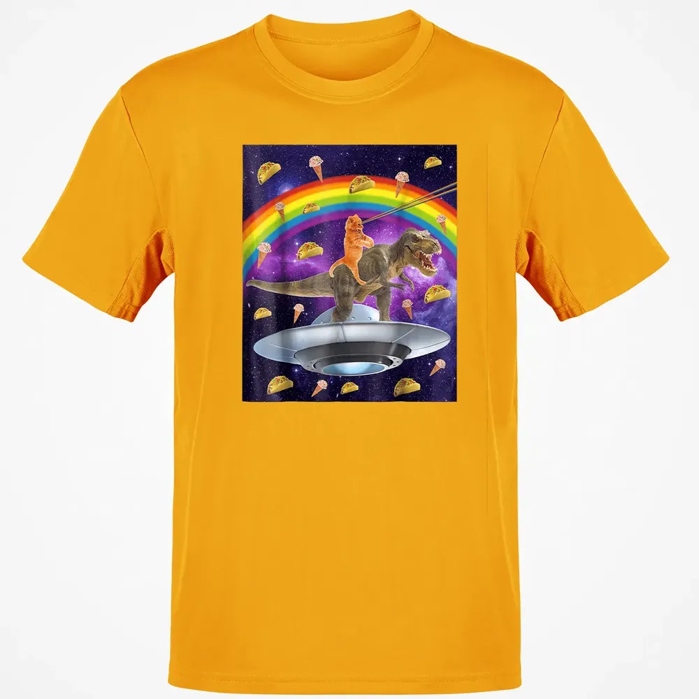 Taco Kitty Rainbow Laser Eye T Rex Riding Space Ca Classic Unisex T-Shirt - 5