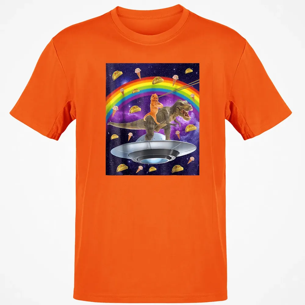 Taco Kitty Rainbow Laser Eye T Rex Riding Space Ca Classic Unisex T-Shirt - 9