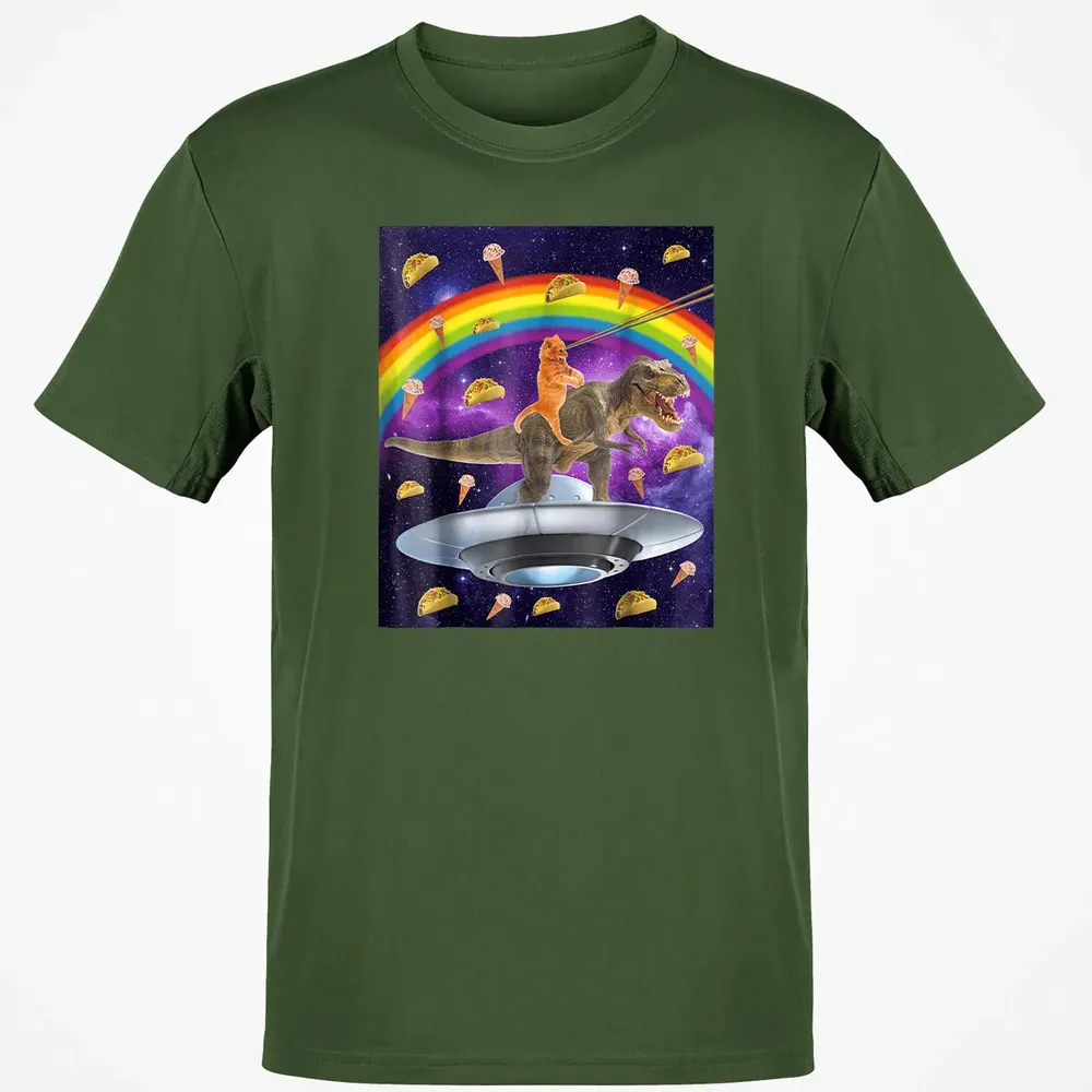 Taco Kitty Rainbow Laser Eye T Rex Riding Space Ca Classic Unisex T-Shirt - 7