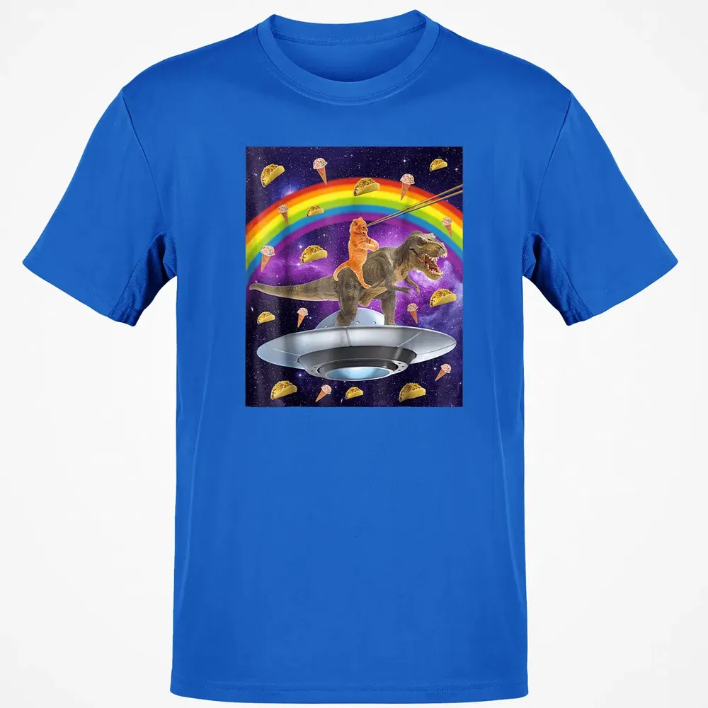 Taco Kitty Rainbow Laser Eye T Rex Riding Space Ca Classic Unisex T-Shirt - 12