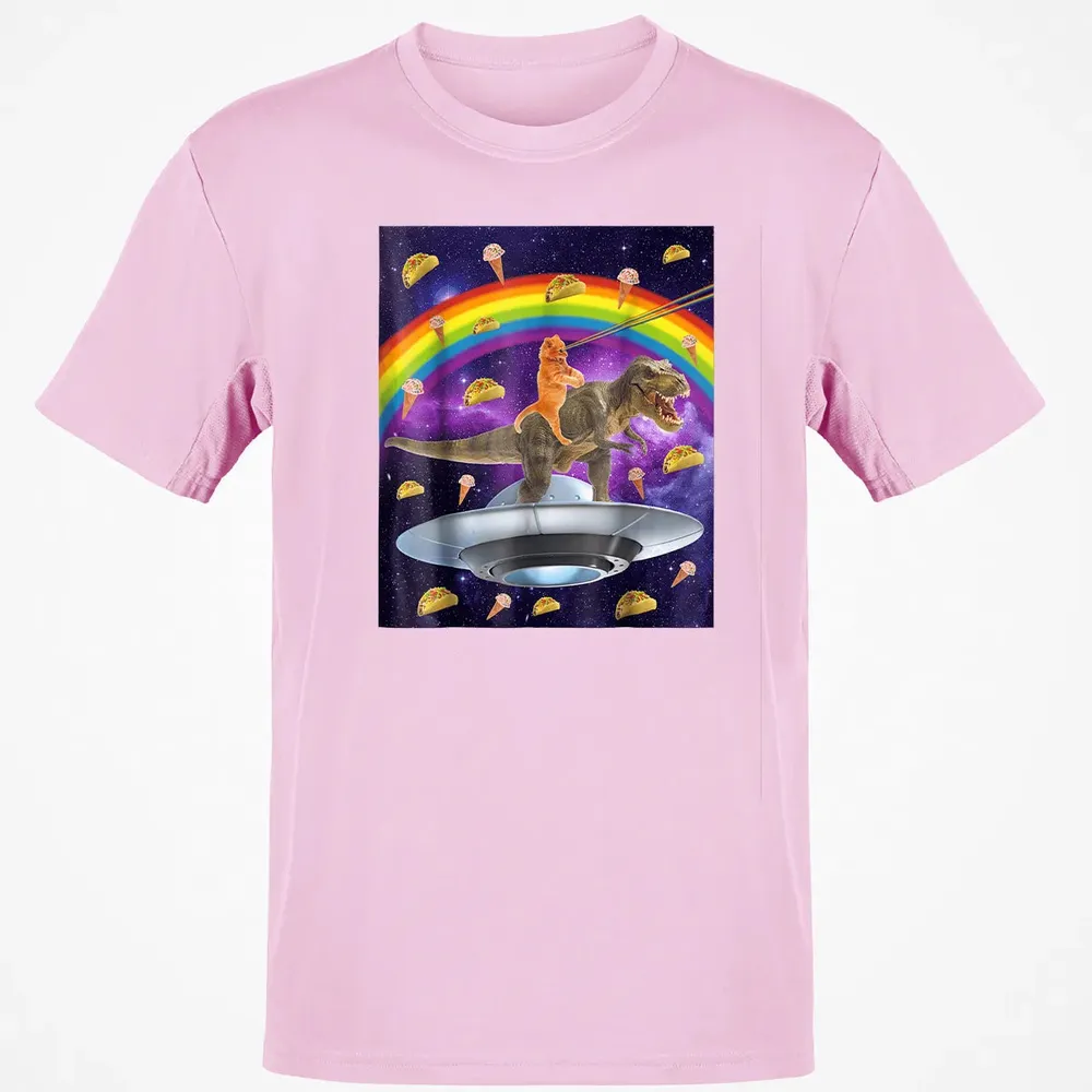 Taco Kitty Rainbow Laser Eye T Rex Riding Space Ca Classic Unisex T-Shirt - 6