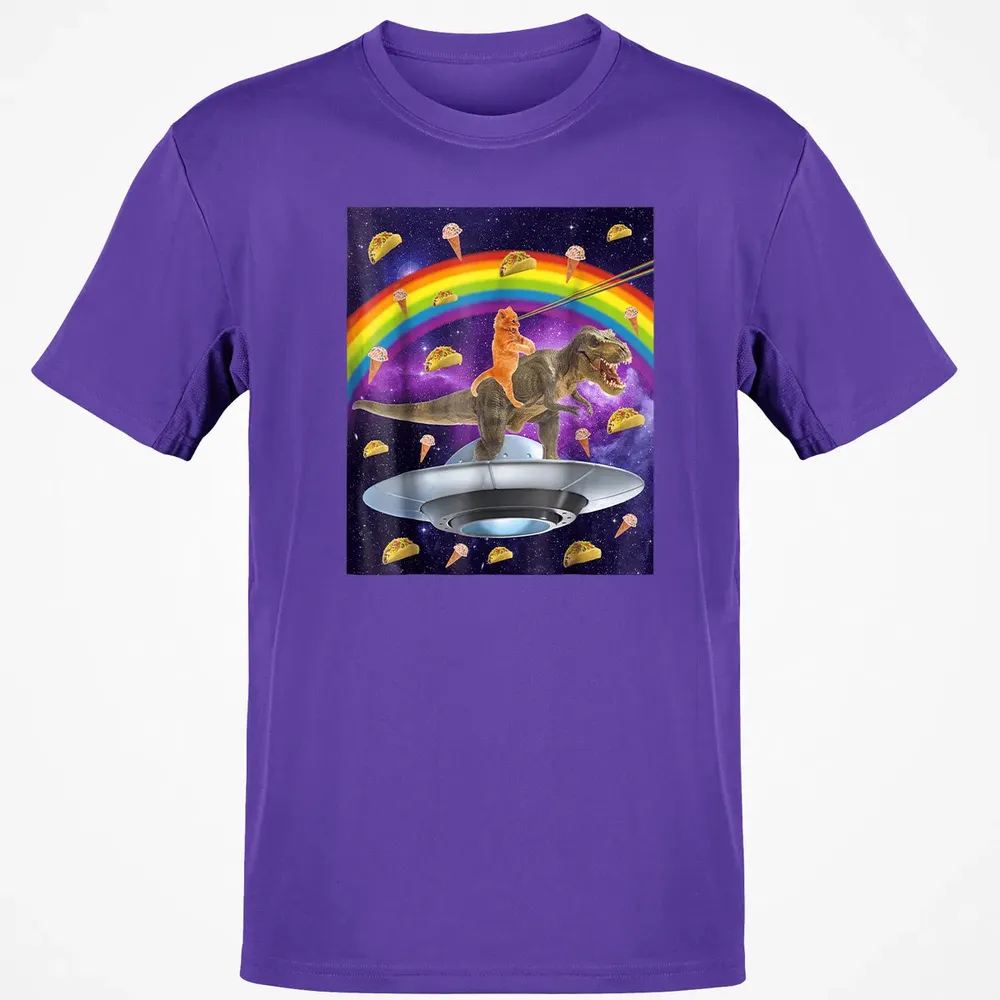 Taco Kitty Rainbow Laser Eye T Rex Riding Space Ca Classic Unisex T-Shirt - 10