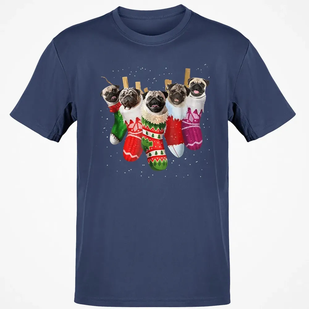 Pug Christmas Socks Funny s Xmas Vintage Cute Gift Classic Unisex T-Shirt - 8